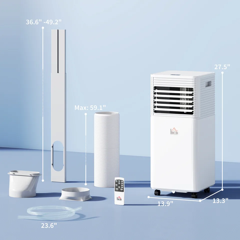 10000 BTU Mobile Air Conditioner for Cooling and Dehumidifying, Remote Control, 24H Timer, LED Display, White view 3
