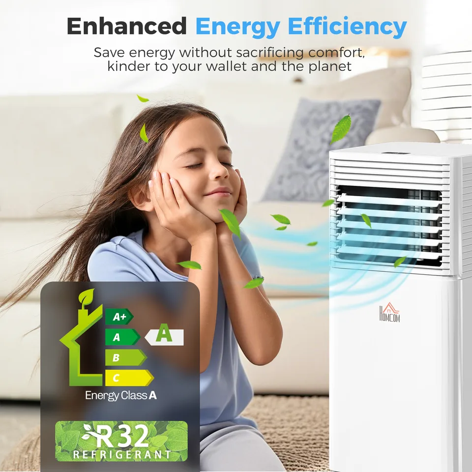 10000 BTU Mobile Air Conditioner for Cooling and Dehumidifying, Remote Control, 24H Timer, LED Display, White view 4