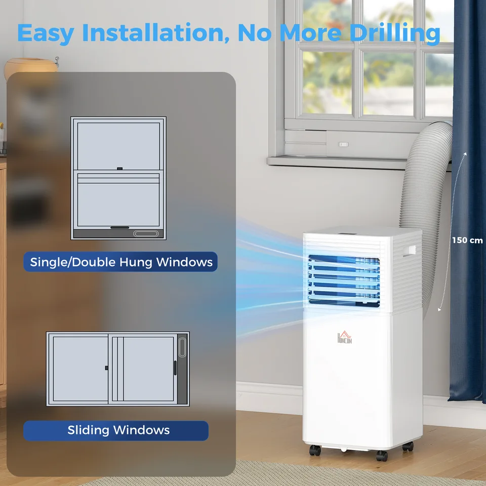 10000 BTU Mobile Air Conditioner for Cooling and Dehumidifying, Remote Control, 24H Timer, LED Display, White view 2