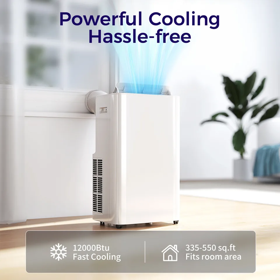 12000 BTU Portable Air Conditioner with Remote Control, Free Standing AC Unit with Built-in Cool, Dehumidifier, Fan Modes for Room Up to 550 Sq.Ft., 24 Hour Timer, Window Installation Kit view 3