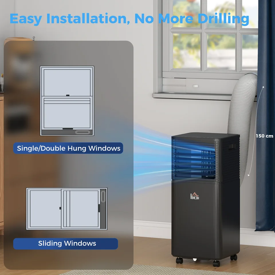 10000 BTU Portable Air Conditioner with Dehumidifier, Cooling Fan, Sleep, Remote, 24H Timer, Auto Off, Black view 2