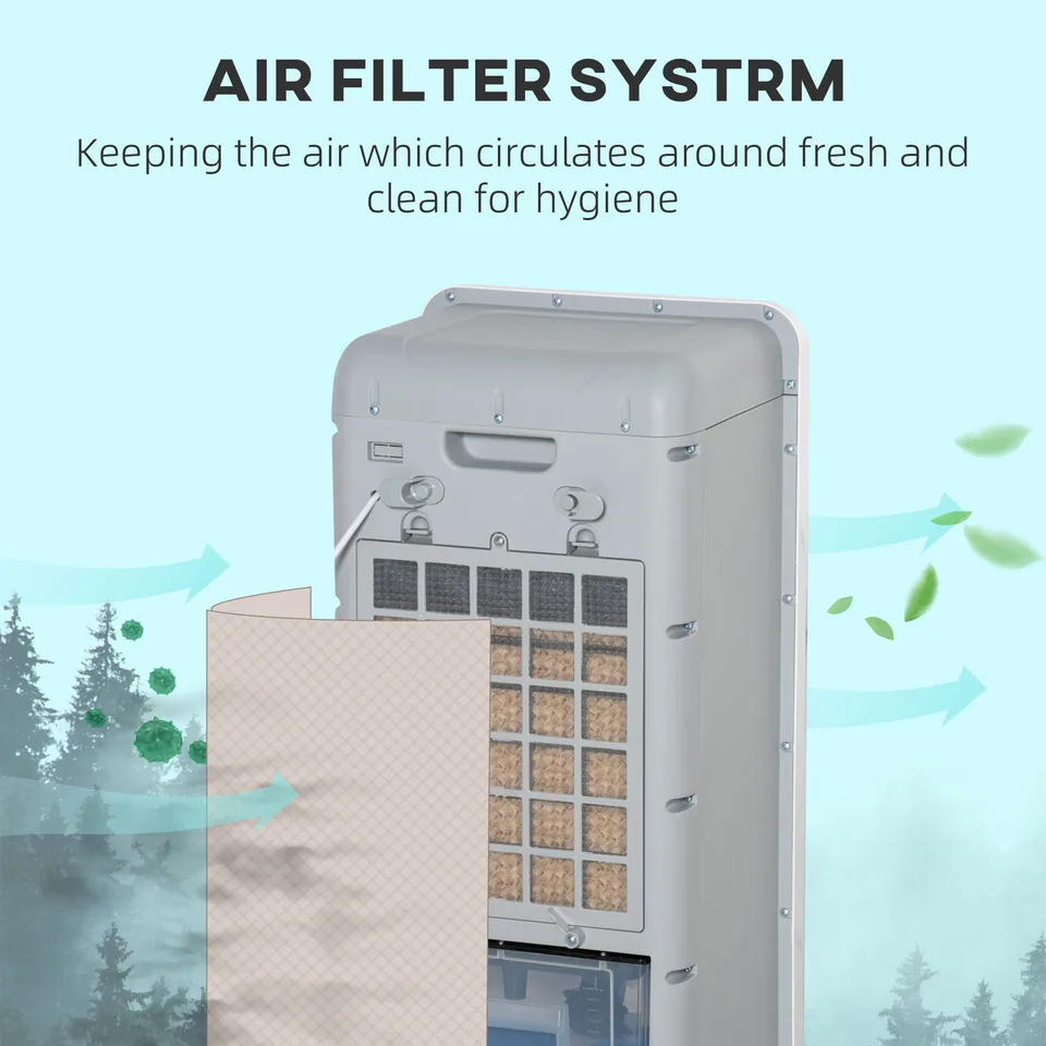 3-In-1 Ice Cooling Fan, Mobile Evaporative Air Cooler with Remote, Timer, Oscillating for Home Office, Bedroom, White view 4