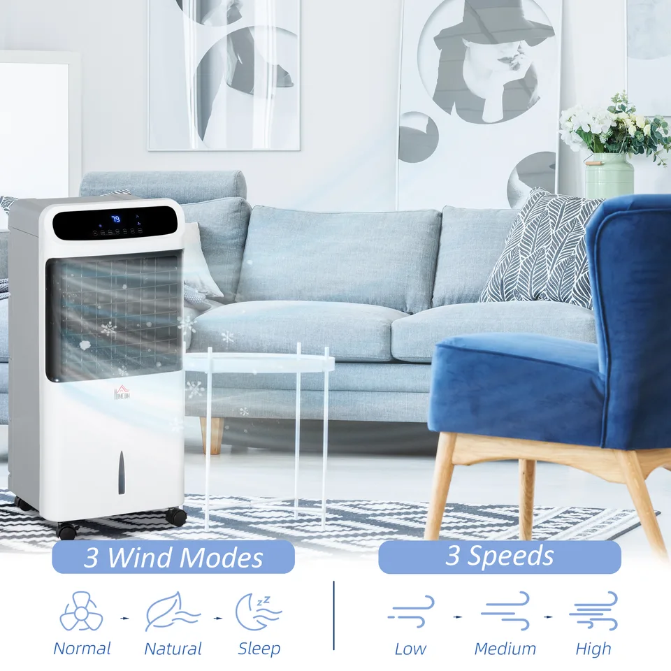 3-In-1 Ice Cooling Fan, Mobile Evaporative Air Cooler with Remote, Timer, Oscillating for Home Office, Bedroom, White view 2