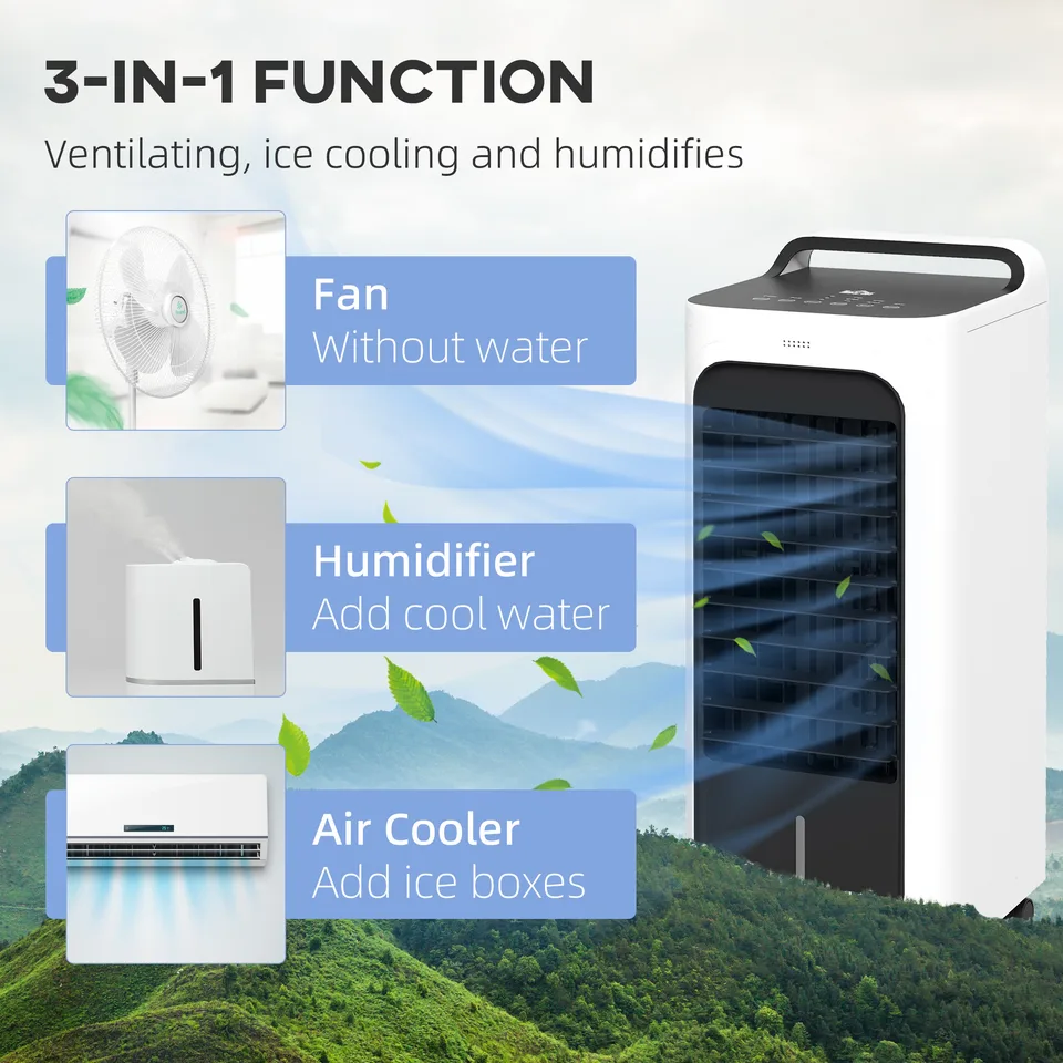 Room Air Cooler with Ice Packs, Ice Cooling Fan Water Humidifier Unit with Remote, Timer, Oscillating view 4