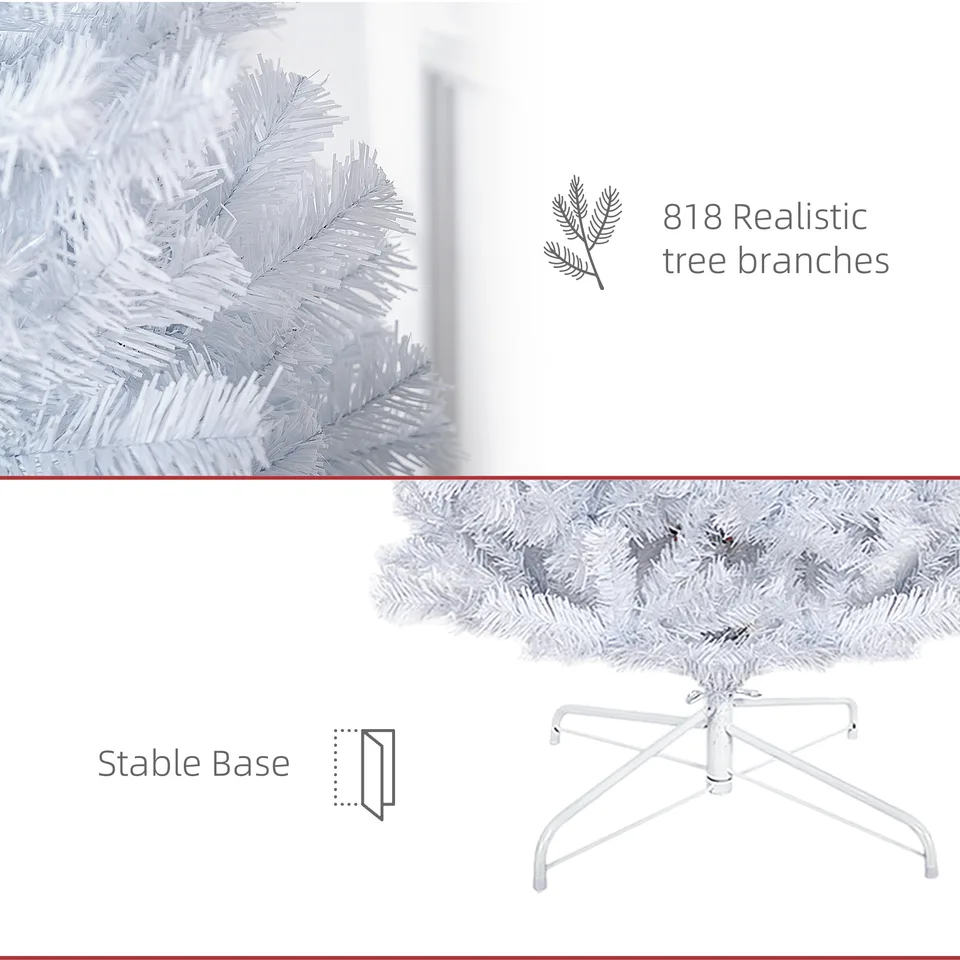 7 FT Artificial Christmas Tree Pencil Xmas Tree with Stand, 818 Tips, Holiday Home Indoor Decoration for Party, White view 2