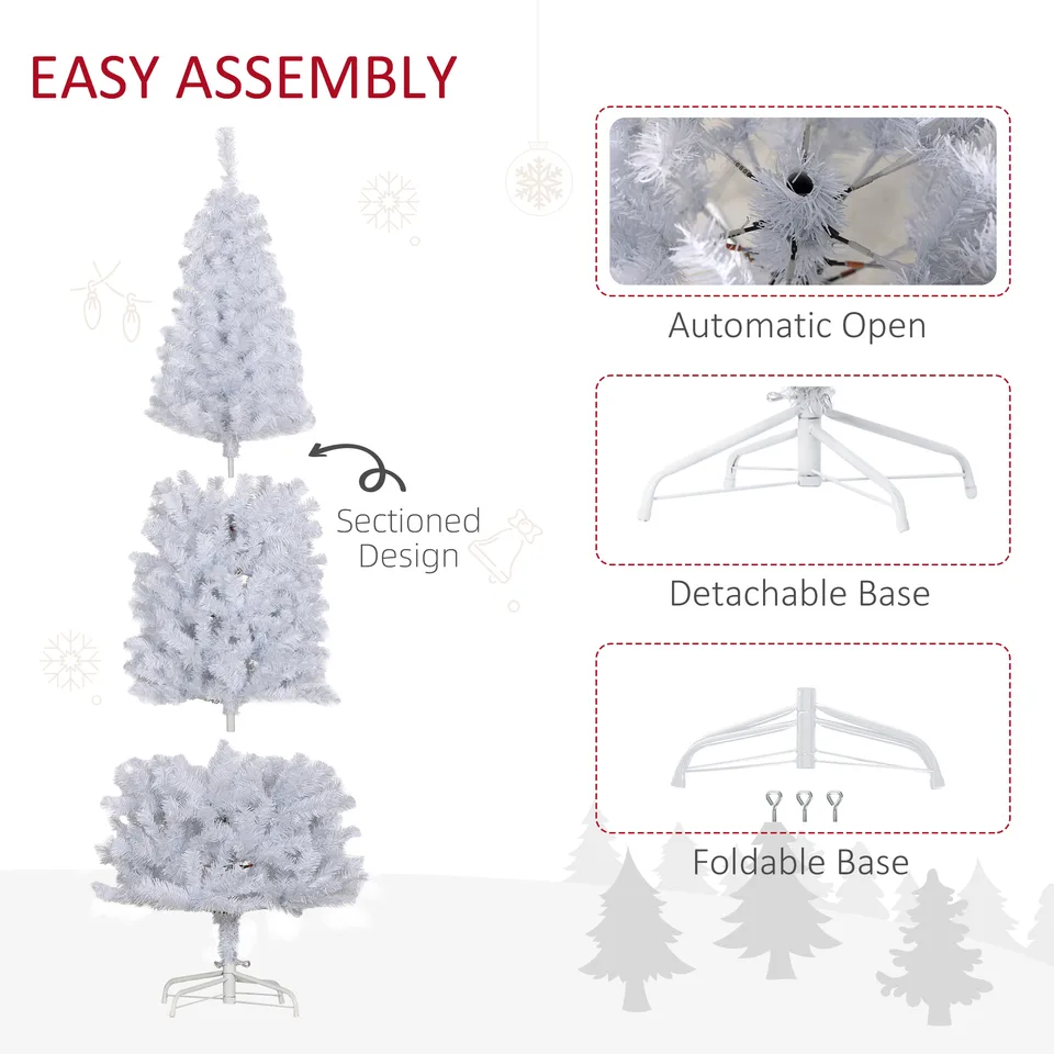 7 FT Artificial Christmas Tree Pencil Xmas Tree with Stand, 818 Tips, Holiday Home Indoor Decoration for Party, White view 3
