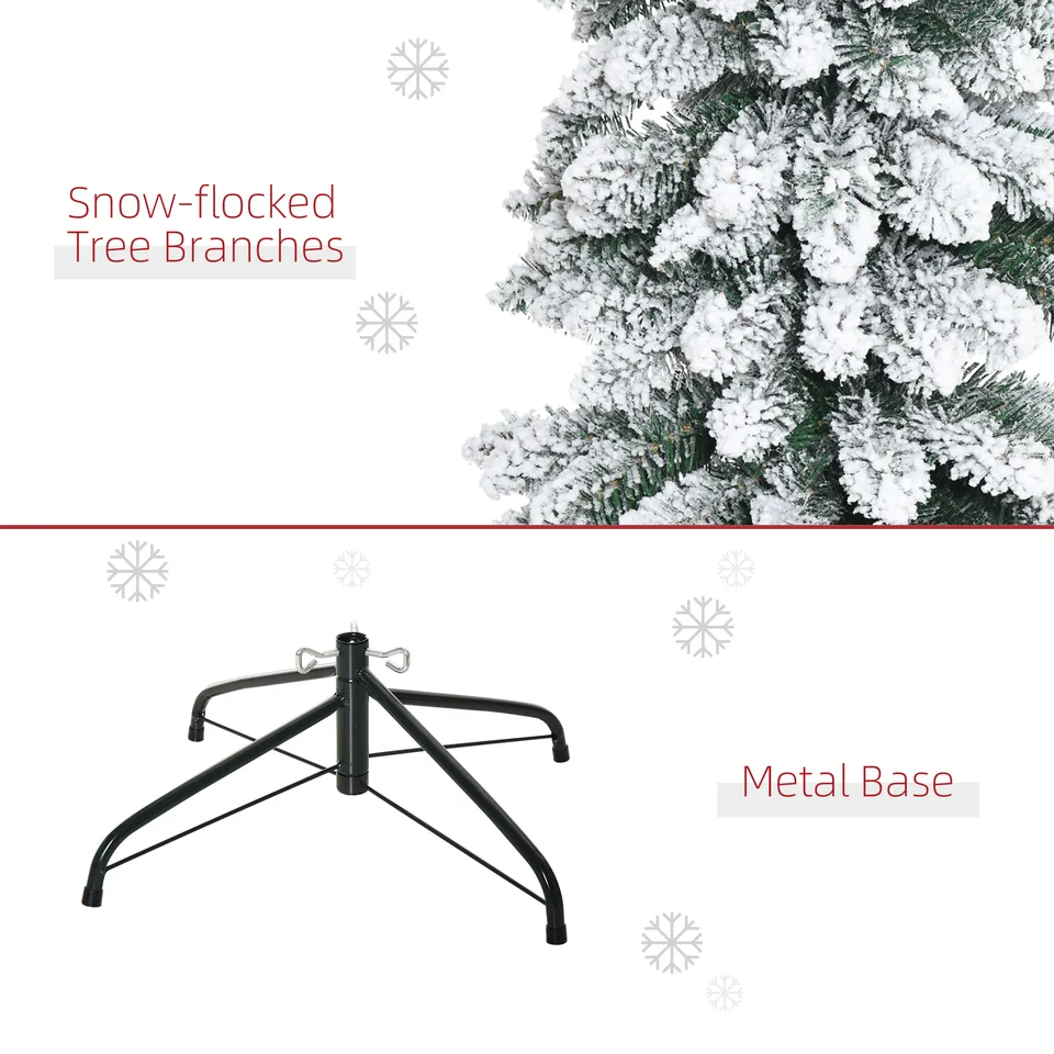 6 Tall Unlit Slim Pencil Xmas Tree, Snow Flocked Artificial Christmas Tree with Realistic Branches and 603 Tips, Green view 2