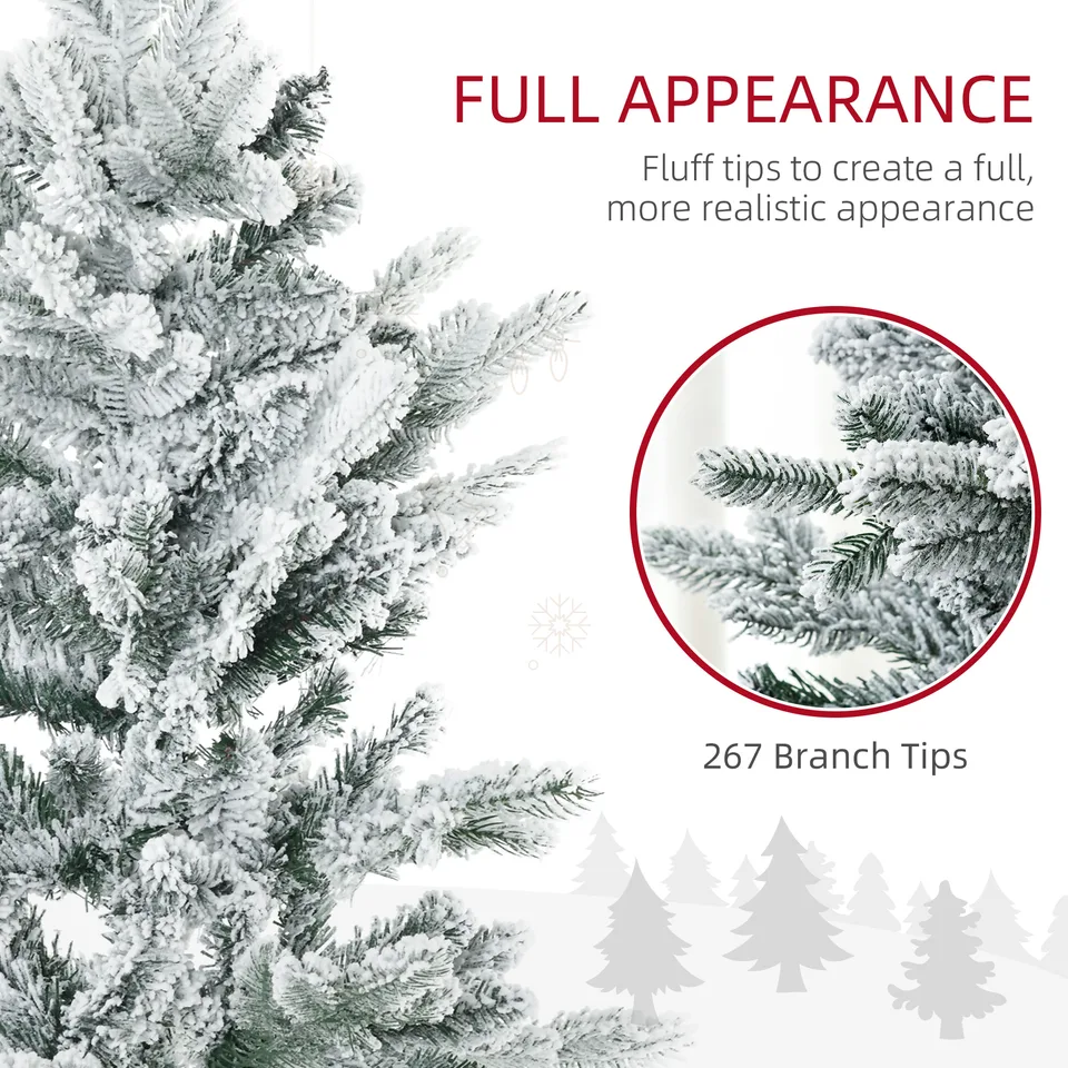 4.5 Artificial Flocked Christmas Trees, with Snow Frosted Branches, Auto Open, Steel Base view 4