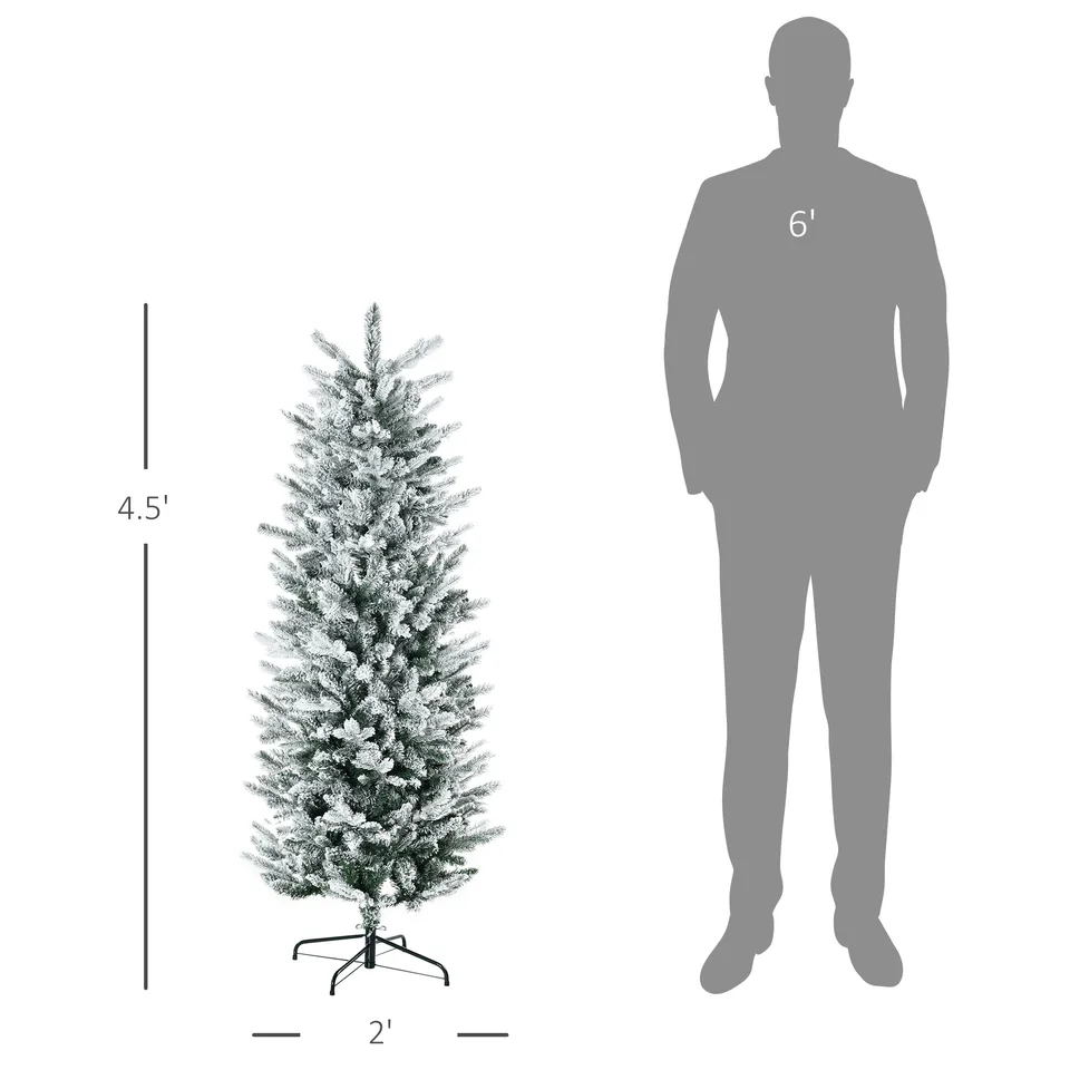 4.5 Artificial Flocked Christmas Trees, with Snow Frosted Branches, Auto Open, Steel Base view 3