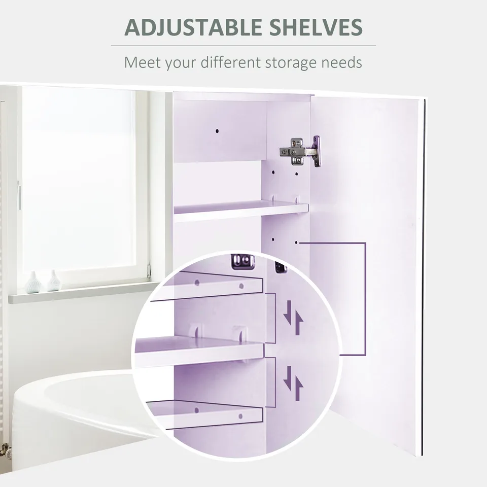 Double Door Wall Mounted Bathroom Mirror, 31.5" x 23.5" Medicine Cabinet with Modern Design, Large Storage, & Quiet Hinges view 3