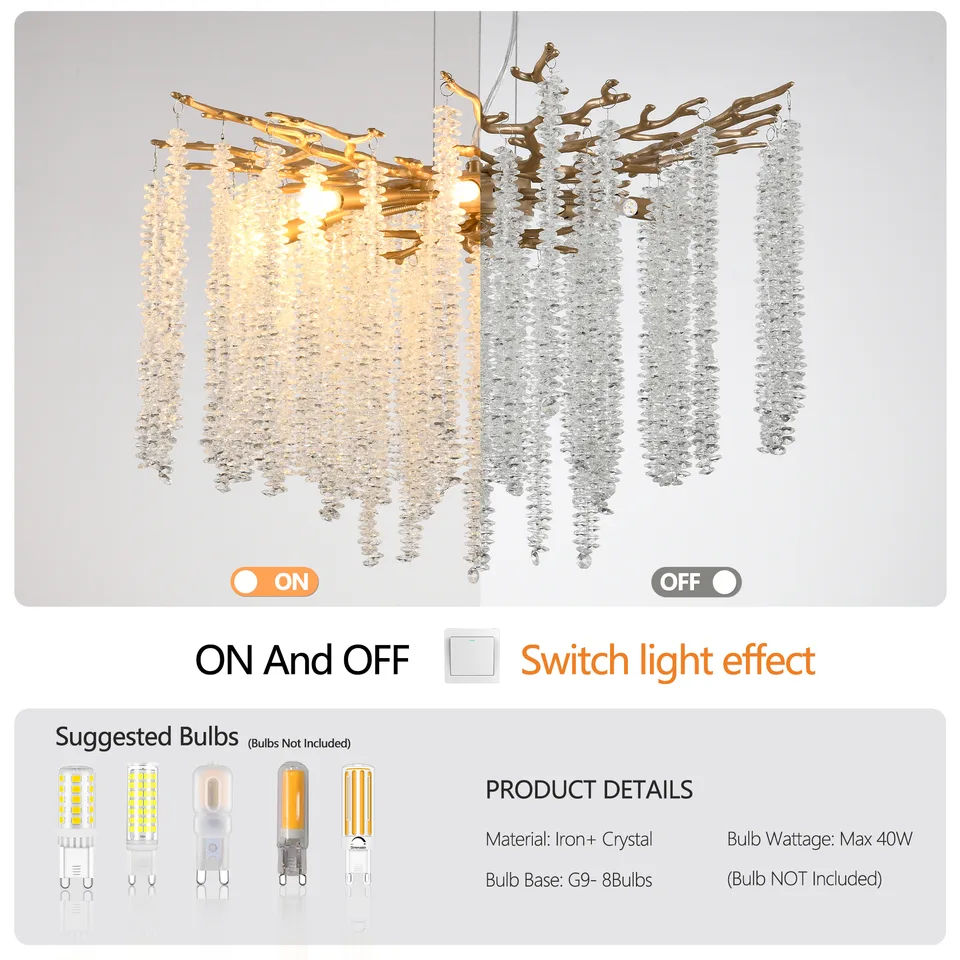 24-inch Modern Golden Pendant Light With Cascading Crystal Strands, Ideal For Living Room, Dining Room And Foyer, High-End Decorative Lighting Fixture Bulb Not Included view 4