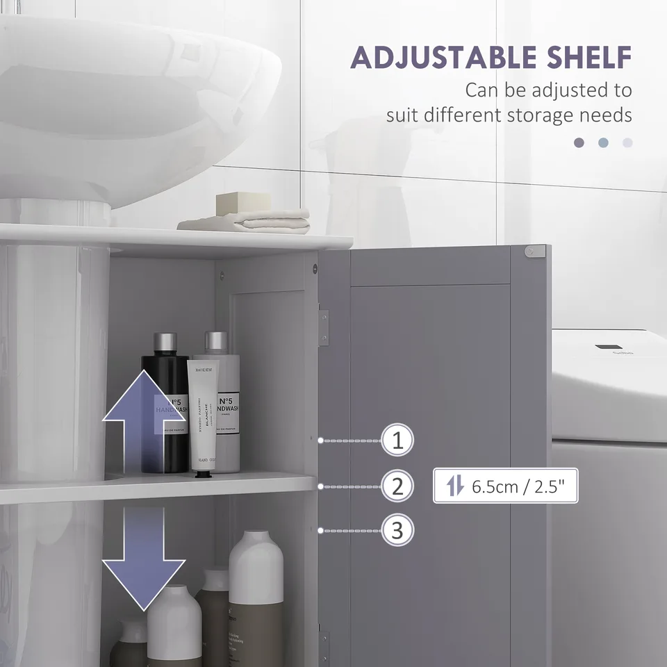 Bathroom Vanities, Bathroom Sink Cabinets with U-Shape Cut-Out and Adjustable Internal Shelf, White and Gray view 3