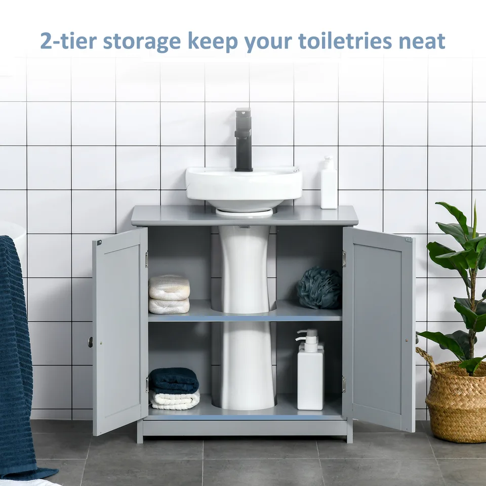 Bathroom Vanities, Bathroom Sink Cabinets with U-Shape Cut-Out and Adjustable Internal Shelf, Gray view 3