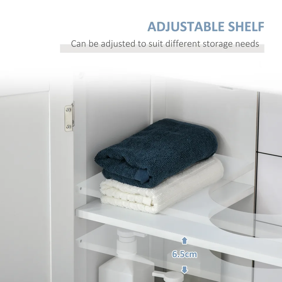 Bathroom Vanities, Bathroom Sink Cabinets with U-Shape Cut-Out and Adjustable Internal Shelf, White view 3