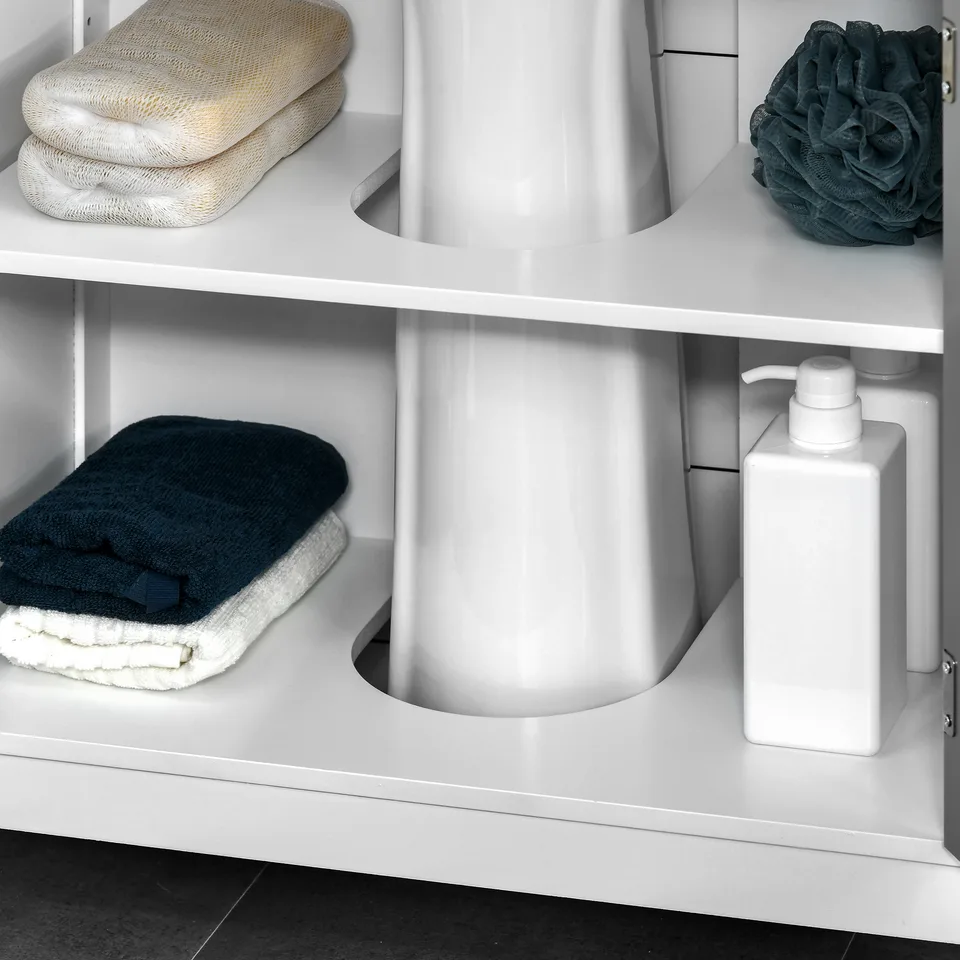 Under Sink Pedestal Storage Bathroom Cabinet, Gray White view 4