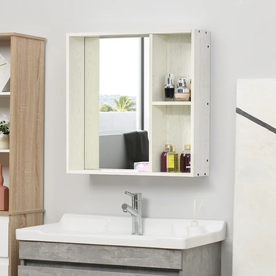 31.5" x 25.5" Bathroom Medicine Cabinet with Mirror, Storage Shelf, Over Toilet Bathroom Cabinet Wall Mounted for Living Room and Laundry Room, White