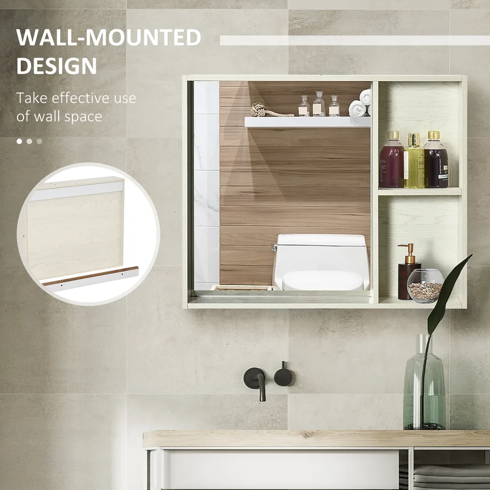 31.5" x 25.5" Bathroom Medicine Cabinet with Mirror, Storage Shelf, Over Toilet Bathroom Cabinet Wall Mounted for Living Room and Laundry view 6