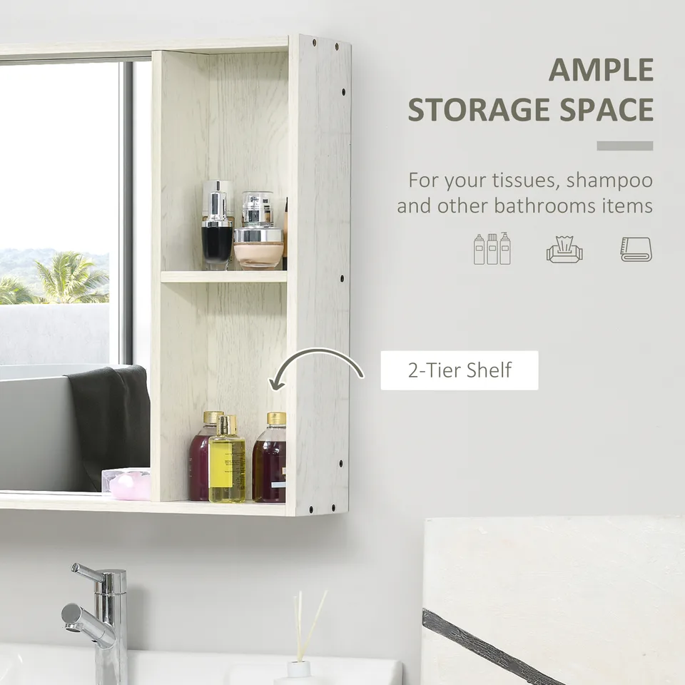 31.5" x 25.5" Bathroom Medicine Cabinet with Mirror, Storage Shelf, Over Toilet Bathroom Cabinet Wall Mounted for Living Room and Laundry view 2