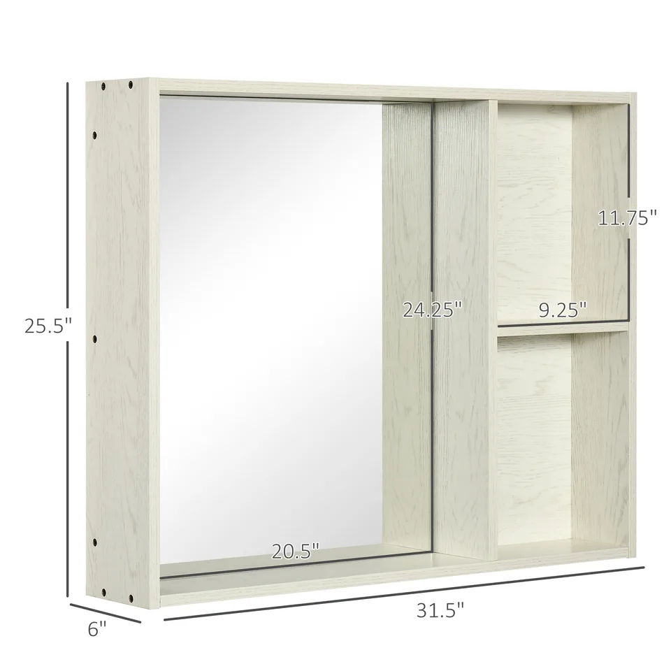 31.5" x 25.5" Bathroom Medicine Cabinet with Mirror, Storage Shelf, Over Toilet Bathroom Cabinet Wall Mounted for Living Room and Laundry view 3