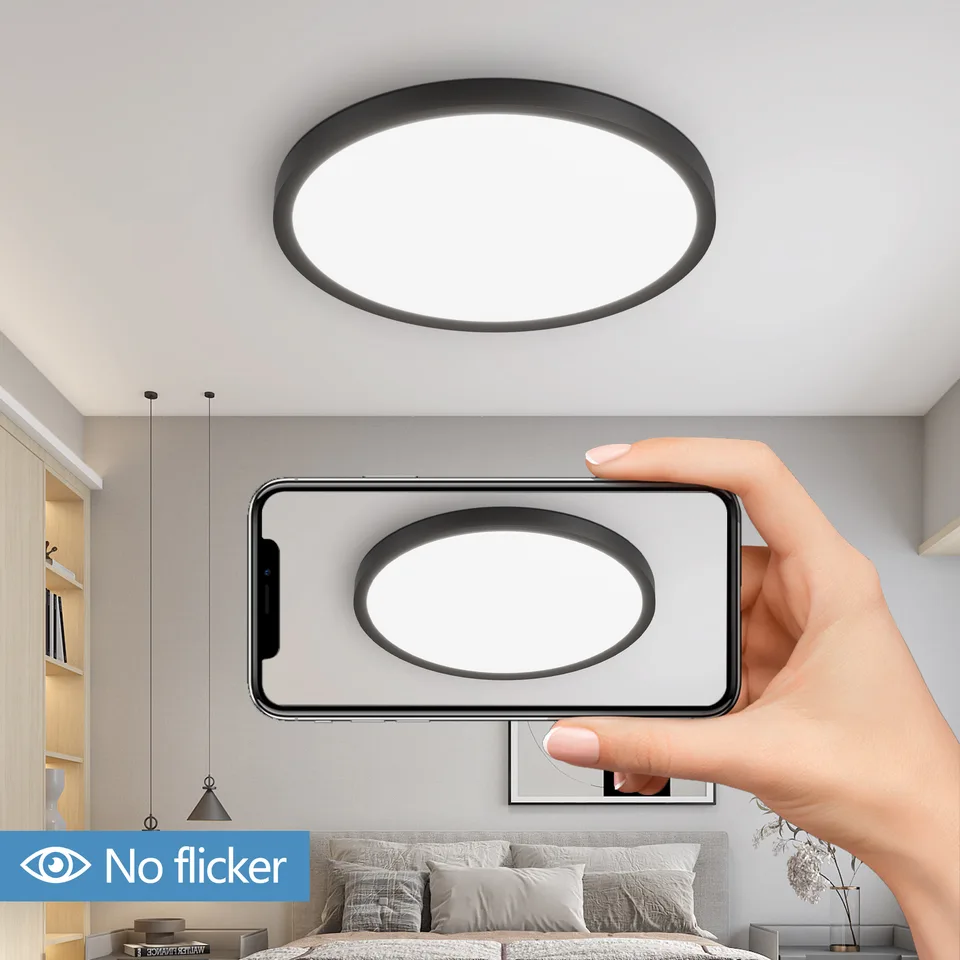 6PK 12 Inch Dimmable LED Flush Mount Ceiling Light, 2700K-6500K Adjustable,24W 2880LM Modern Ultra Thin Flat Round Fixtures For Low Ceiling view 2