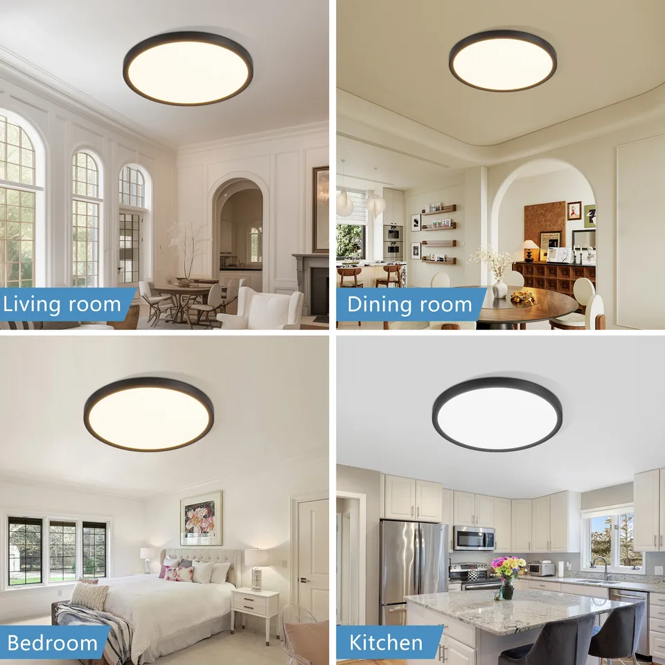 6PK 12 Inch Dimmable LED Flush Mount Ceiling Light, 2700K-6500K Adjustable,24W 2880LM Modern Ultra Thin Flat Round Fixtures For Low Ceiling view 4