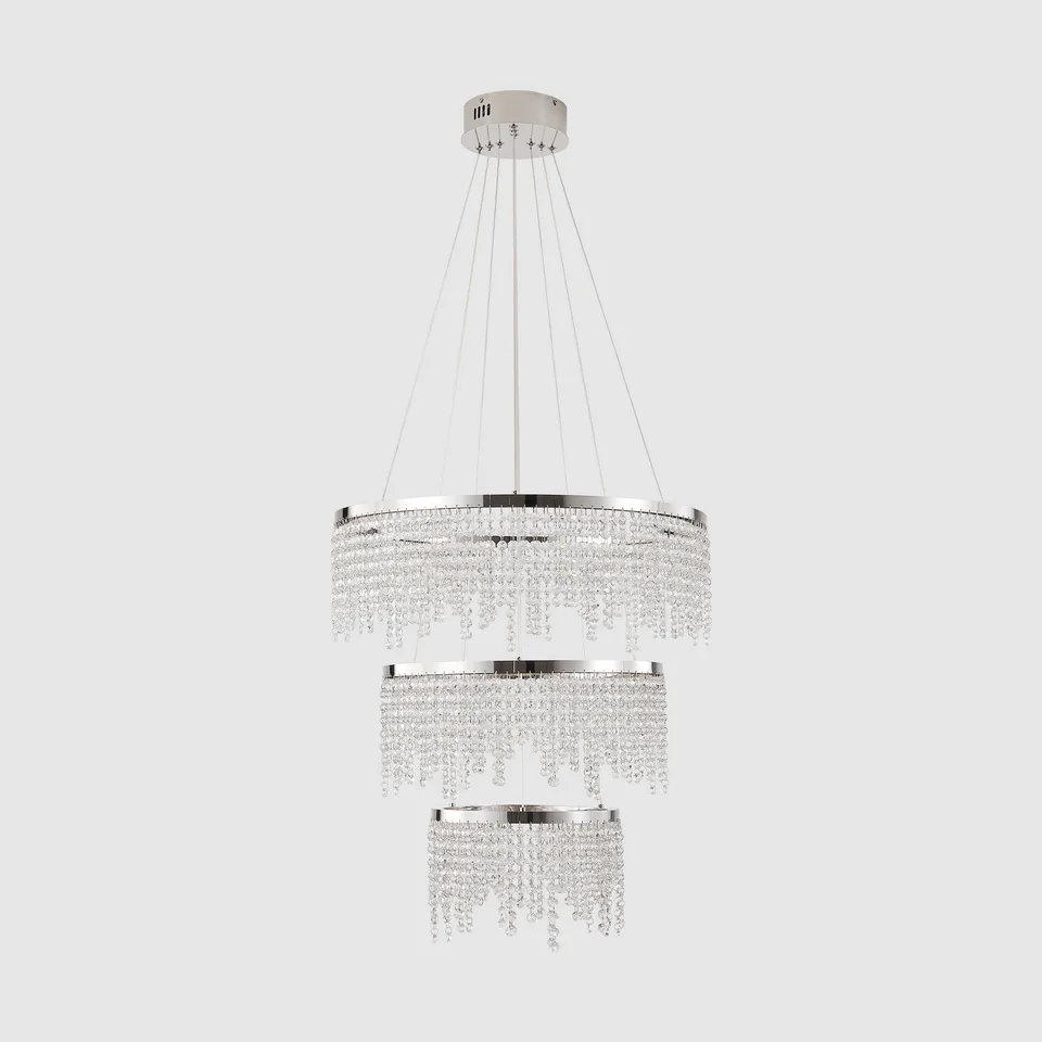 24-inch Crystal Chandelier LED Ceiling Lamp, Adjustable Color Temperature 3000K 4000K 6000K, Height Adjustable, Luxury Round Chandelier, Suitable For Living Room, Dining Room, Bedroom view 2