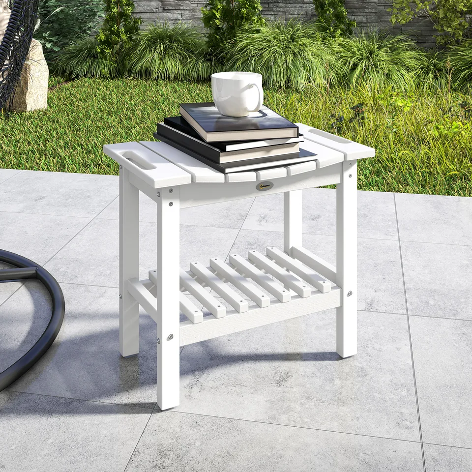 HDPE Shower Bench, Waterproof Shower Stool with Handle, Storage Shelf, Non-Slip Pads for Indoor Outdoor, White