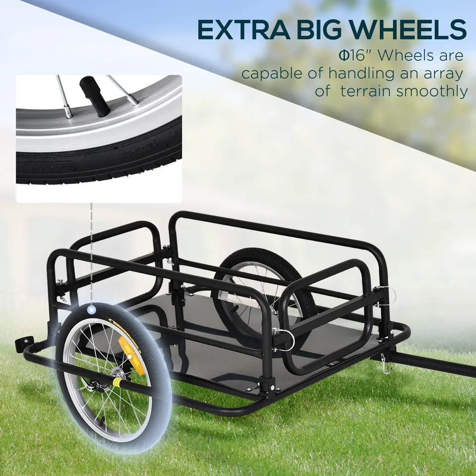 Bike Trailer, Foldable Bicycle Trailer with16 Inch Pneumatic Tire, Universal Coupler, Foldable Frame and Safe Reflectors Design, Large Load view 3