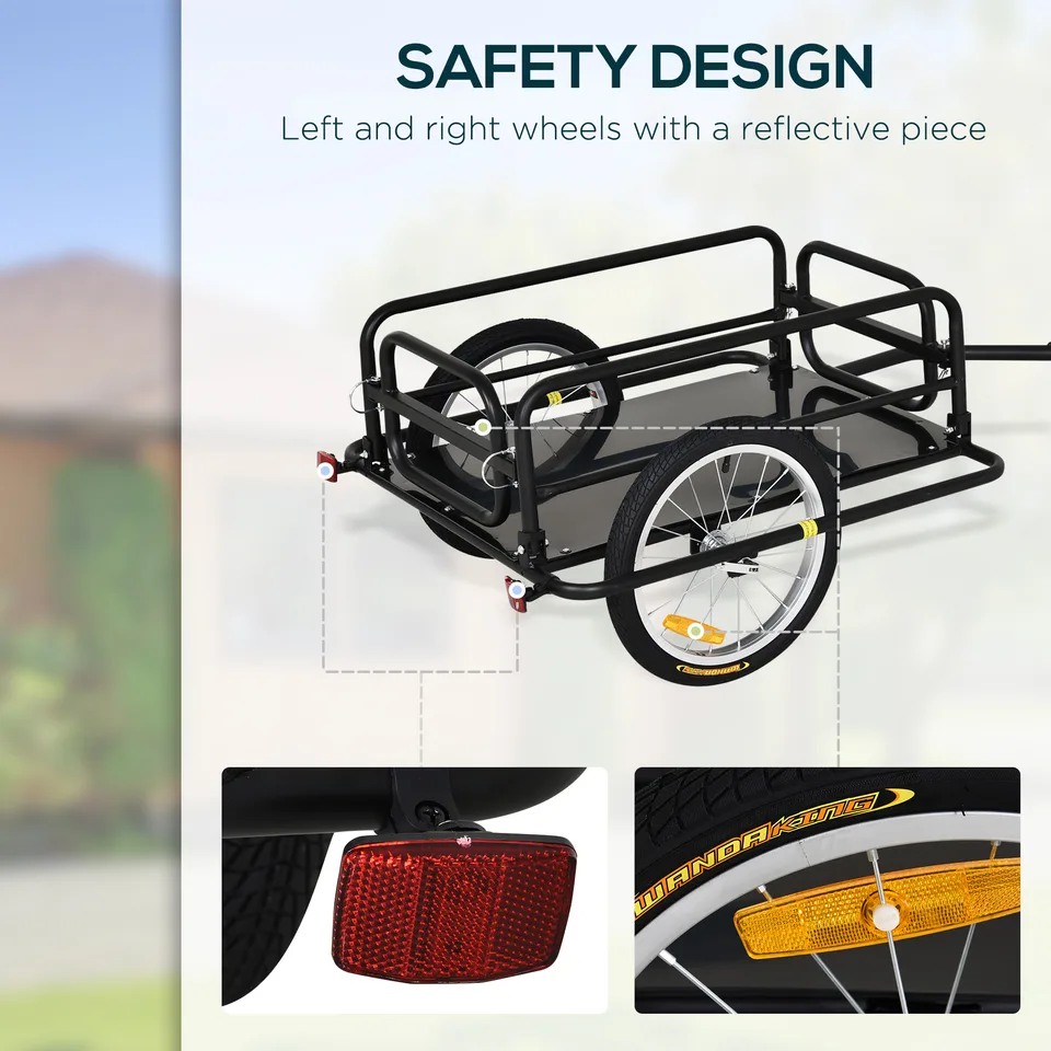 Bike Trailer, Foldable Bicycle Trailer with16 Inch Pneumatic Tire, Universal Coupler, Foldable Frame and Safe Reflectors Design, Large Load view 2