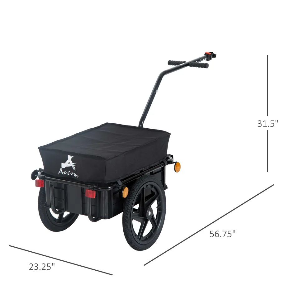 Bicycle Cargo Trailer with Removable Box and Waterproof Cover, Bike Wagon Trailer with Two 16in Wheels view 3