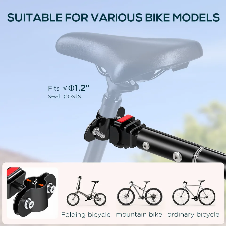 Bicycle Cargo Trailer with Removable Box and Waterproof Cover, Bike Wagon Trailer with Two 16in Wheels view 4