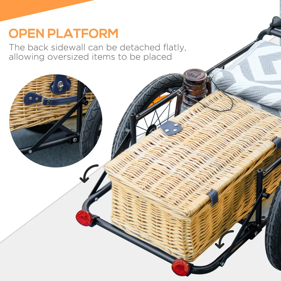 Trailer for Bike, Bicycle Cargo Trailer with Removable Storage Box, No Bottom view 3