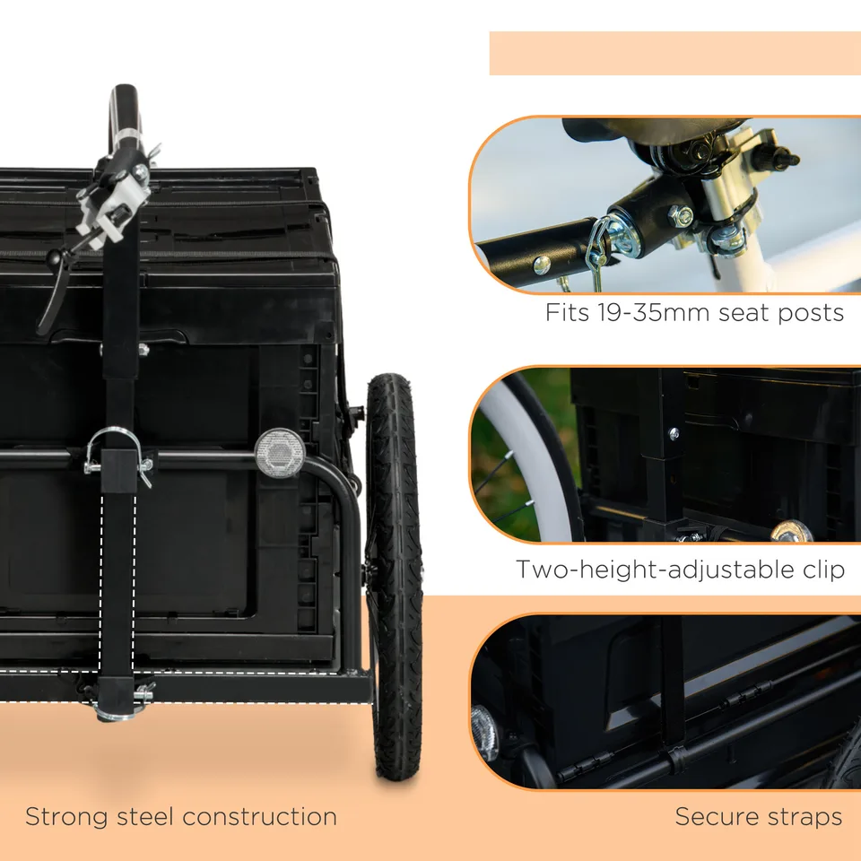 Trailer for Bike, Bicycle Cargo Trailer with Removable Storage Box, No Bottom view 4