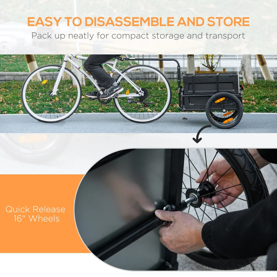 Trailer for Bike, Bicycle Cargo Trailer with Removable Storage Box, Galvanized Bottom view 4