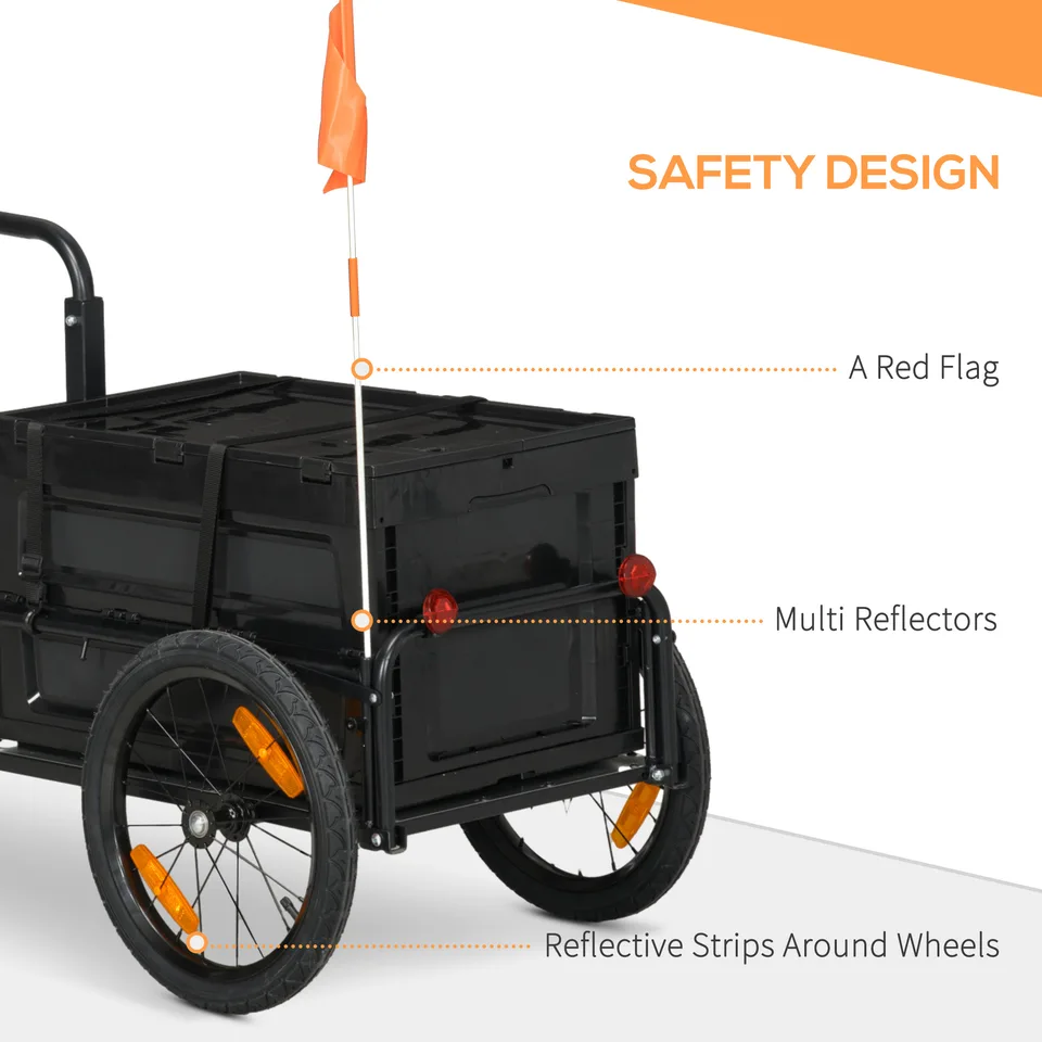 Trailer for Bike, Bicycle Cargo Trailer with Removable Storage Box, Galvanized Bottom view 2