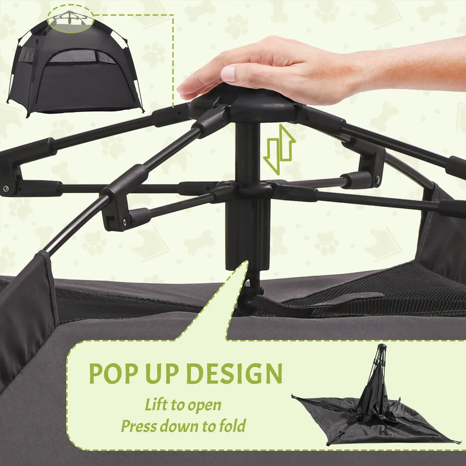 Pop Up Dog Tent for Extra Large and Large Dogs with Carry Bag, for Beach, Backyard, Home, Dark Gray view 3