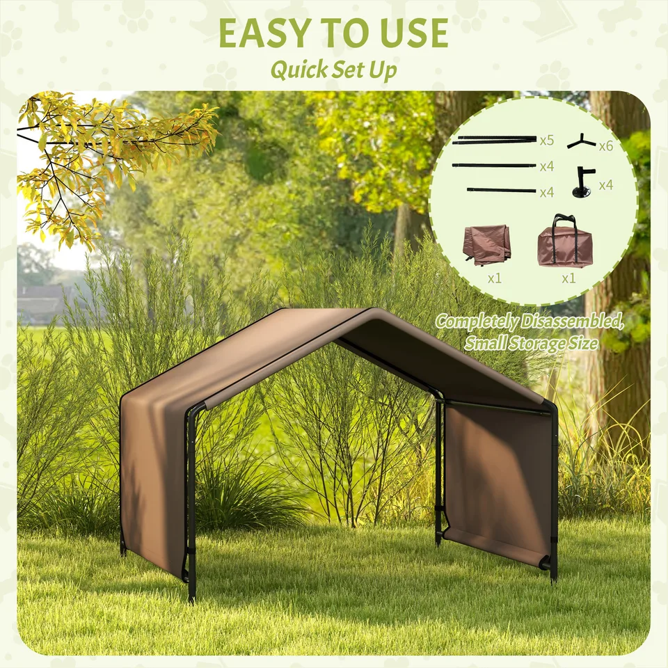 Portable Dog Tent Water Resistant for Outdoor Shade Protection, Brown view 4
