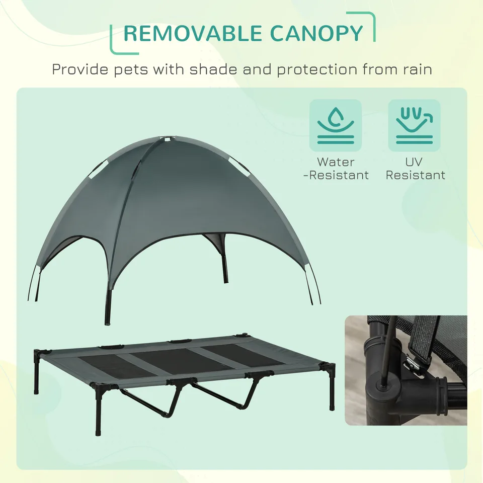 48" x 36" Elevated Portable Dog Cot Cooling Pet Bed with UV Protection Canopy Shade view 2