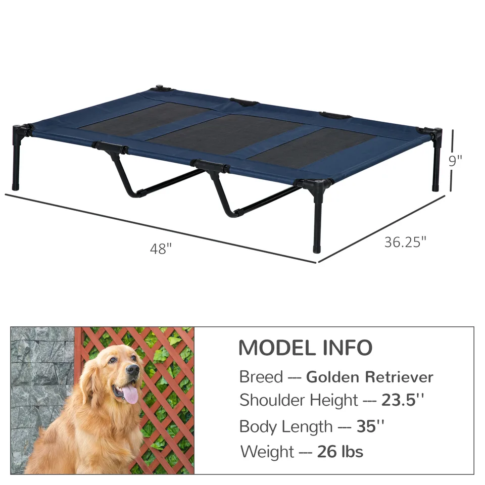 48" x 36" Elevated Breathable Dog Bed w/ Carry Bag Dark Blue view 3