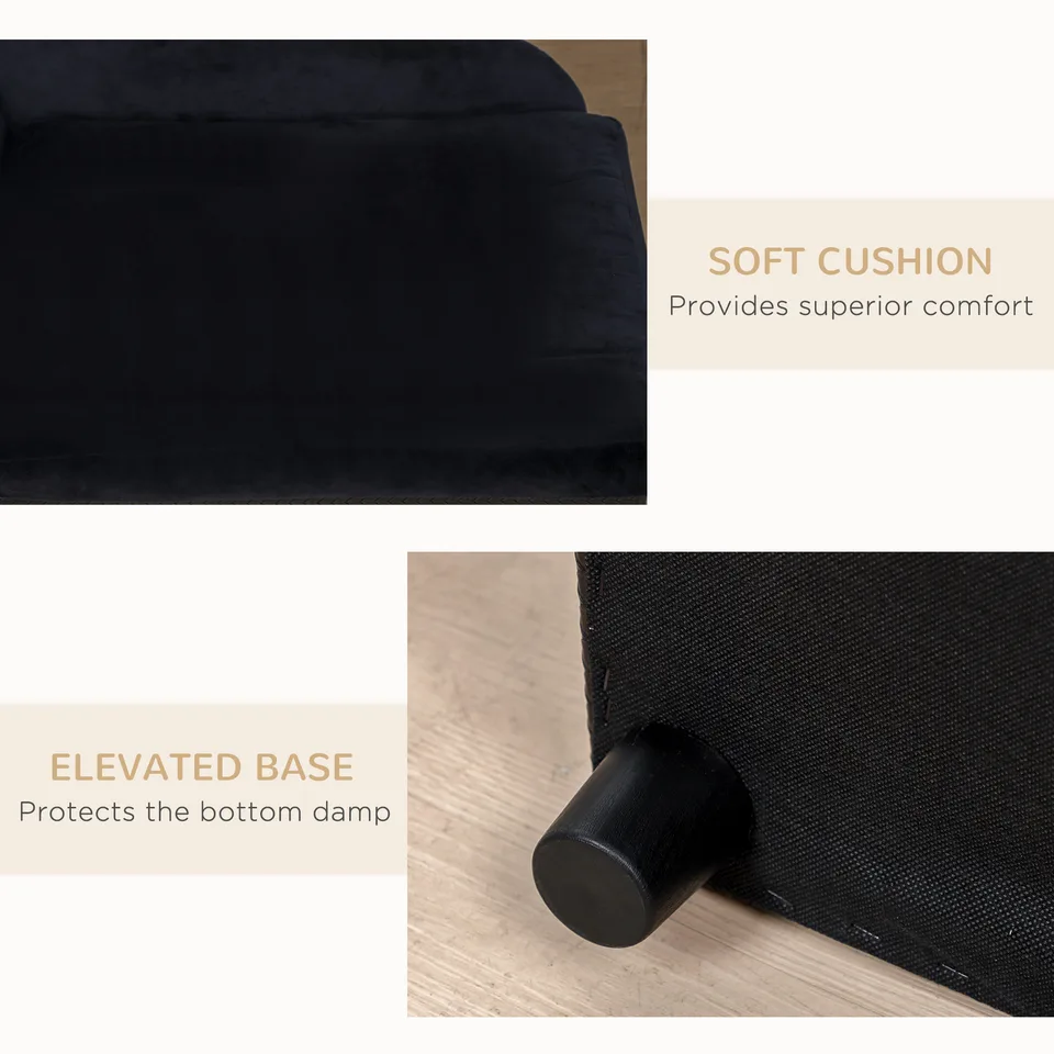 Pet Sofa Bed Couch with Storage, Pet Sofa for Cats and Small Dogs, Black view 2