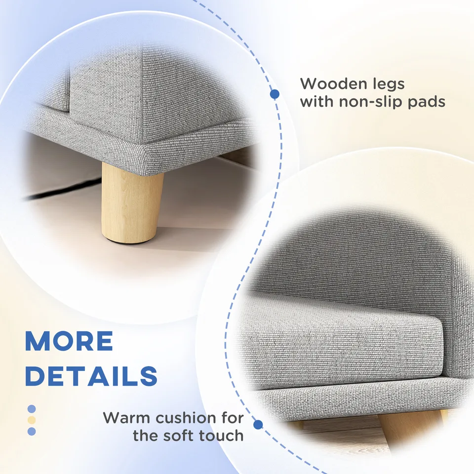Dog Sofa Couch Bed with Washable Cushion for Large Dogs, Cats, Gray view 2