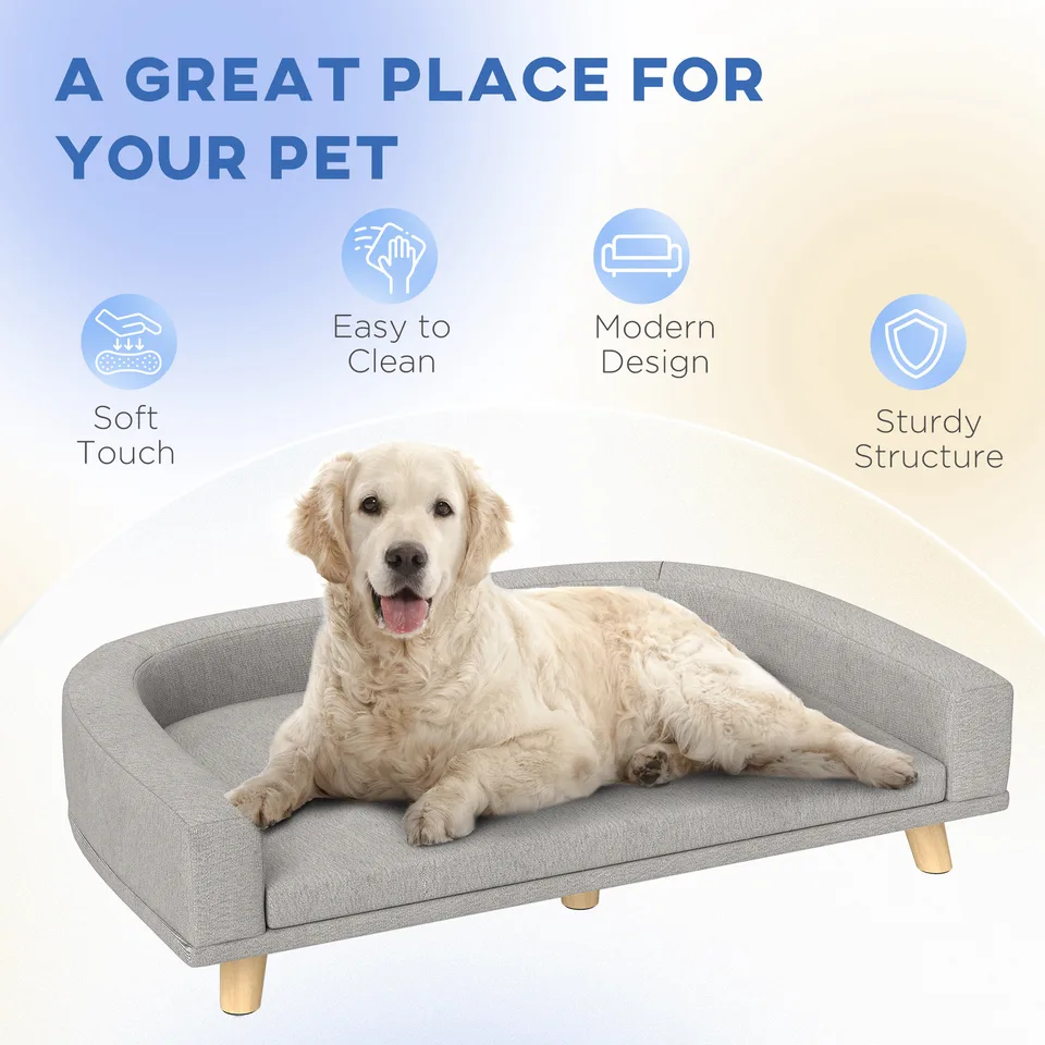Dog Sofa Couch Bed with Washable Cushion for Large Dogs, Cats, Gray view 3