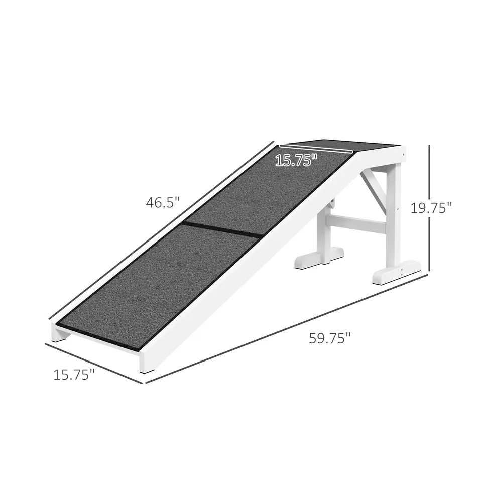 60" Pet Ramp for Dogs & Cats with Non-Slip Carpet, White view 3