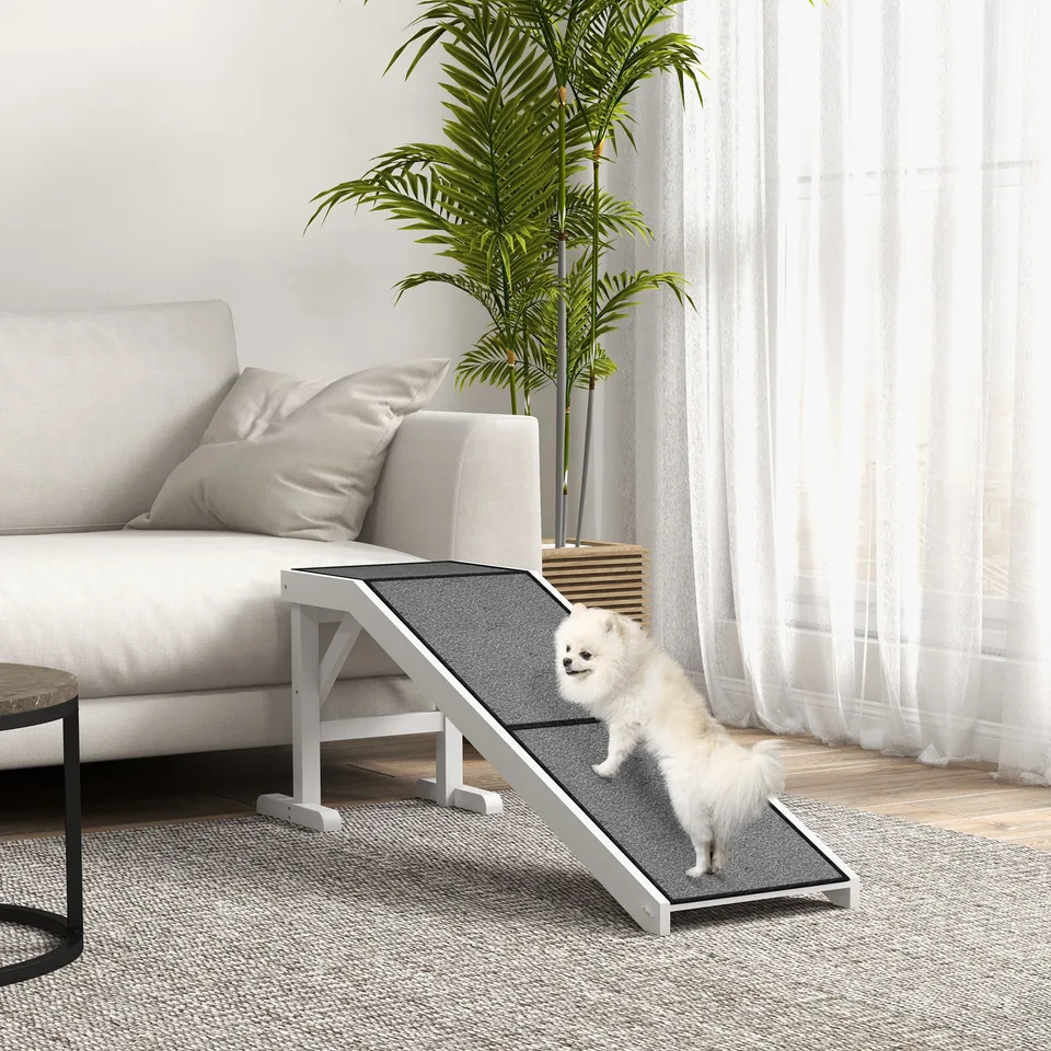 60" Pet Ramp for Dogs & Cats with Non-Slip Carpet, White