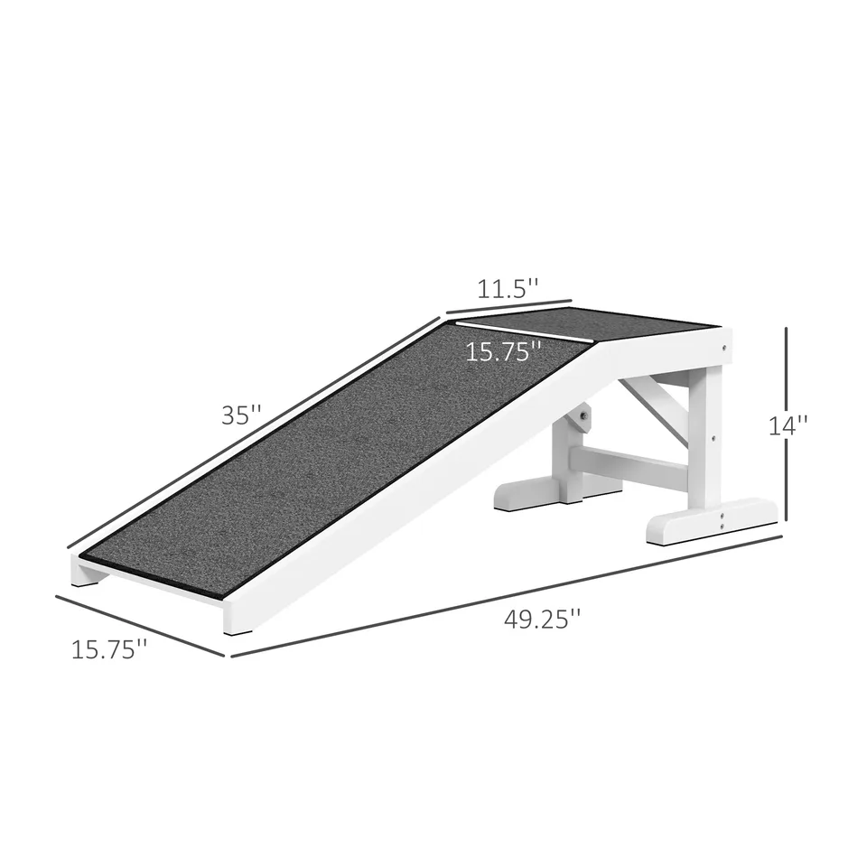 49" Pet Ramp for Dogs & Cats with Non-Slip Carpet, White view 3