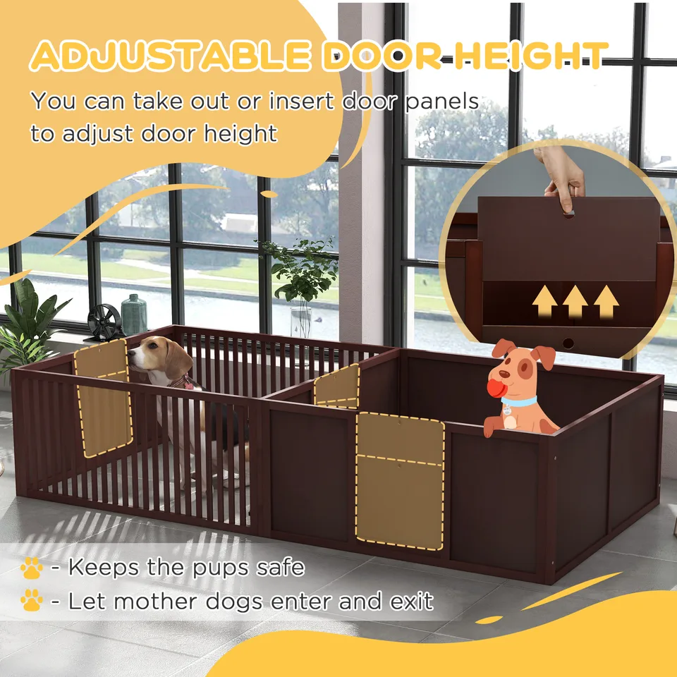 Whelping Box for Dogs Built for Mothers Comfort, Dog Whelping Pen with Removable Doors, Puppy Playpen for Indoors, Newborn Puppy Supplies & view 2