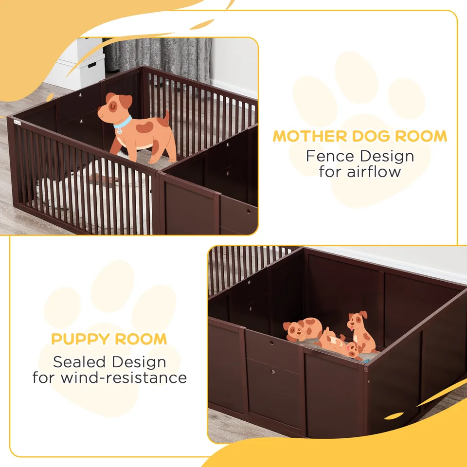 Whelping Box for Dogs Built for Mothers Comfort, Dog Whelping Pen with Removable Doors, Puppy Playpen for Indoors, Newborn Puppy Supplies & view 4
