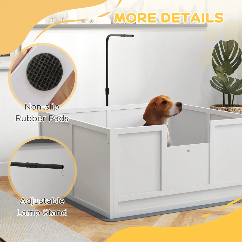Whelping Box for Puppies with Pee Pad, Pig Rail, Adjustable Door for Small, Medium & Large Breed Dogs Birth, 41" x 39" view 4