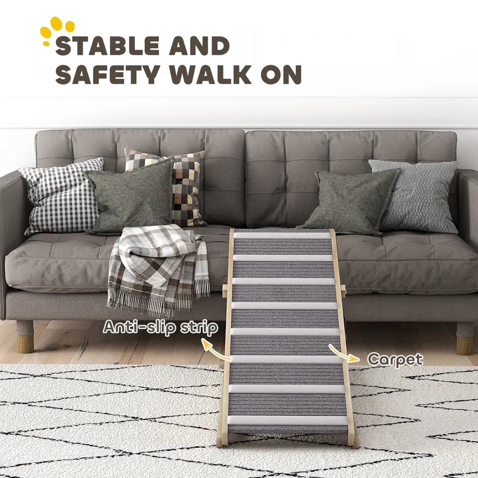Dog Ramp for Couch, Foldable Pet Ramp for Small to Large Dog, 4 Adjustable Height from 16" to 23.5" view 3