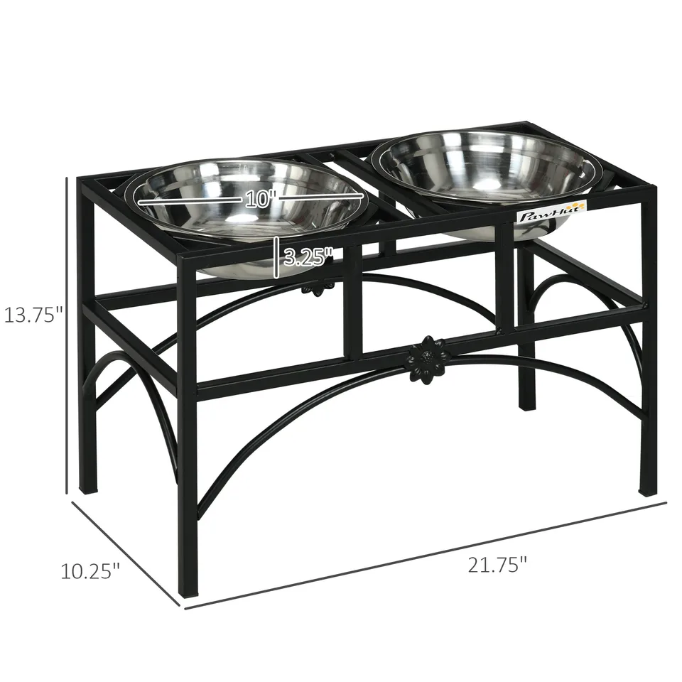 Elevated Dog Bowls, Double Stainless Steel Heavy Duty Dog Food Bowl Elevated Pet Feeding Station, 14" H view 3